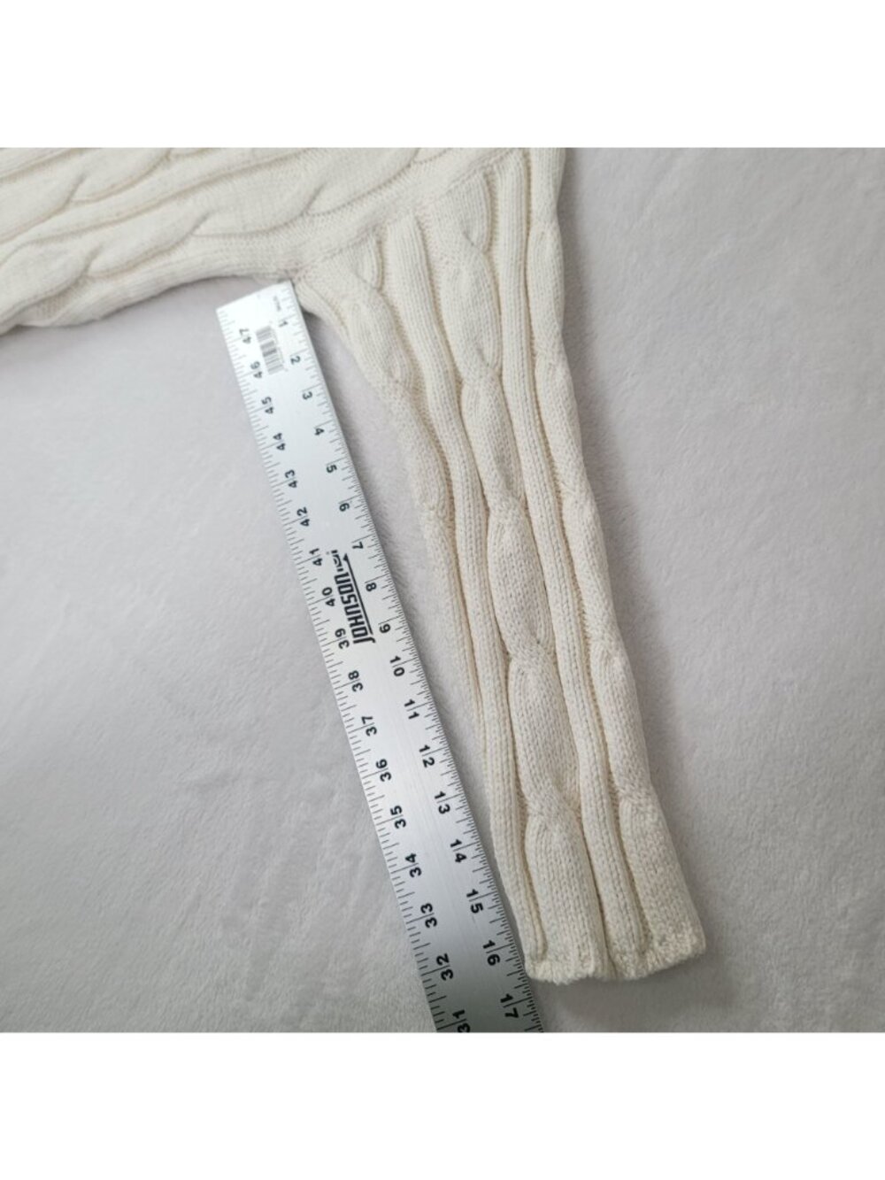 Madewell Women's Cream Cable Knit V-Neck Sweater Size L - Picture 7 of 8